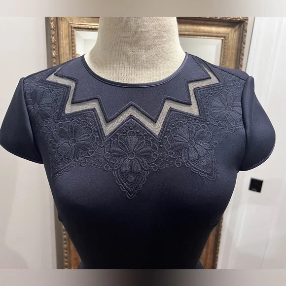 Ted Baker London Navy Dress with Embroidered Details - Picture 3 of 7